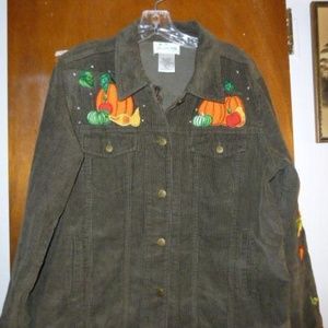 Quacker Factory Brown Corduroy Pumpkin Jacket S